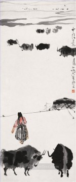 中国 Painting - 呉祖人ヤクの伝統的な中国